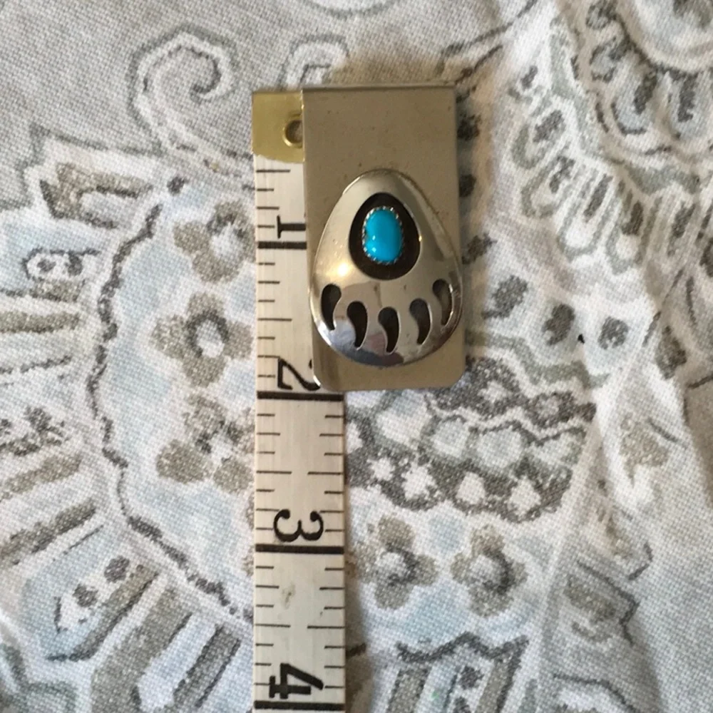 Vintage Bear Claw with Turquoise Stone Money Clip